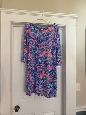 Lilly Pulitzer Pink & Blue Floral-Print 3/4 Sleeve Dress